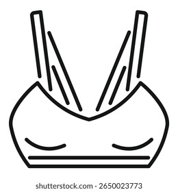 Simples ícone de linha de um sutiã esportivo, perfeito para representar fitness, roupas ativas e um estilo de vida saudável