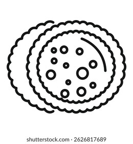 Simple line icon of a stack of chocolate chip cookies, perfect for projects related to baking, food, and sweets