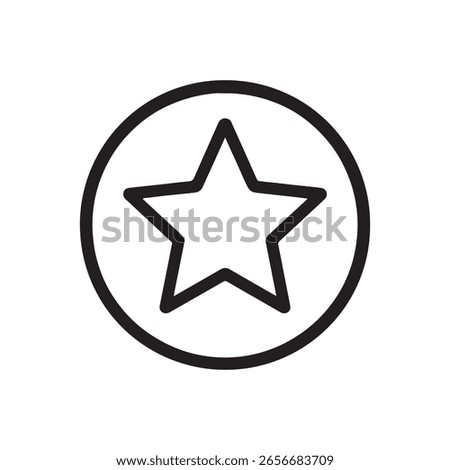 Simple line icon of a star within a circle, symbolizing rating, favorite, quality, and achievement.
