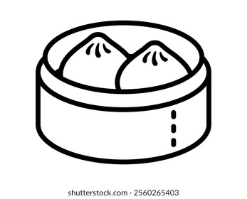 Simple line icon of steamed meat bun