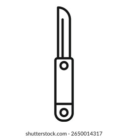 Simple line icon of a steel peeler with a wooden handle, ideal for minimalist cooking designs