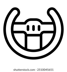 Icono de línea simple de un volante, que representa conceptos como conducción, transporte y automóviles