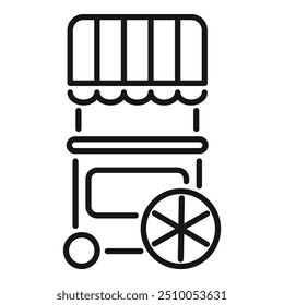 Icono de línea simple de un Carrito de comida callejera, perfecto para proyectos relacionados con la comida, los vendedores ambulantes y el estilo de vida urbano