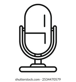 Simples ícone de linha de um microfone de estúdio, perfeito para representar conceitos como gravação de áudio, transmissão e podcasting