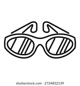Einfaches Liniensymbol einer Sonnenbrille mit ovalen, vor der Sonne schützenden Linsen, einzelne Abbildung