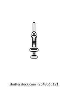  Einfaches Liniensymbol einer Spritze, ideal zur Darstellung von Impfungen, Injektionen oder medizinischen Eingriffen.
