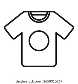 Simple line icon of a t shirt featuring a round label, perfect for showcasing your designs