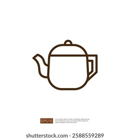 Simple Line Icon of a Teapot Symbolizing Tea and Beverage Culture in Modern Kitchen Design