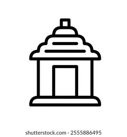 Simple line icon of a temple in black color