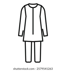 Simple line icon of a thobe, traditional clothing worn by muslim men, symbolizing islamic culture and faith