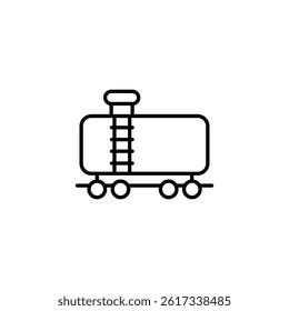 Simple Line Icon of a Train Tank Car for Liquid Transportation on White