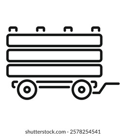 Simple line icon of a truck carrying wood logs for the forestry industry