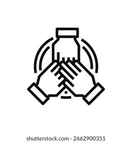 Simple line icon of two hands joining together symbol