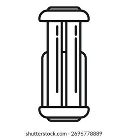 Icono de línea simple de una máquina de plataforma de placa de vibración utilizada para el entrenamiento físico y la recuperación muscular