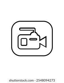  Simple line icon of a video camera, representing video recording, streaming, or filming.