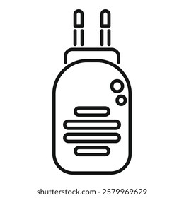 Simple line icon of a walkie talkie with antenna, representing communication