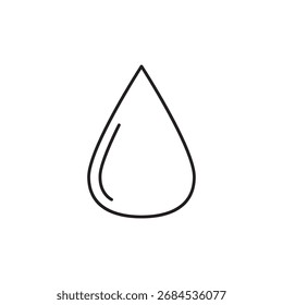 Einfaches Liniensymbol eines Wassertropfens, das Flüssigkeit und Reinheit symbolisiert.