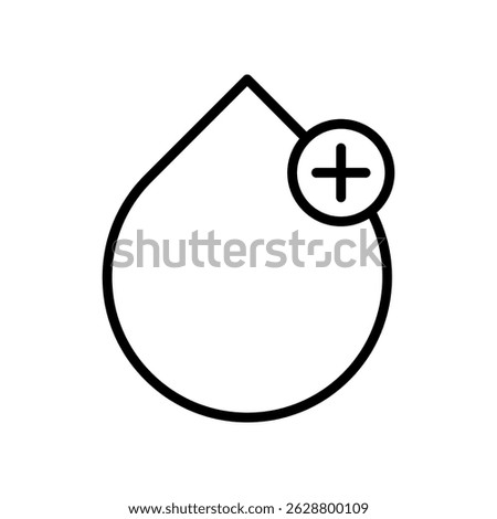 Simple Line Icon of Water Drop With a Plus Sign