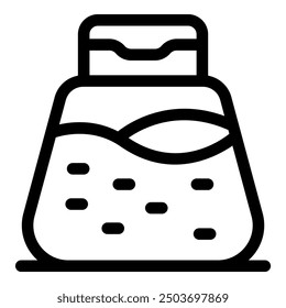 Icono de línea simple de un frasco de filtro de agua con una tapa abierta, que muestra el agua que se purifica