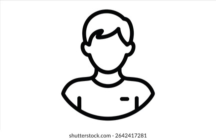 Simple line icon of a young man with short hair