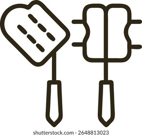 Simple Line Icons of Bread Toaster and Grilled Sandwich Maker Tools