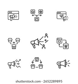 Simple Line Icons Depicting E-commerce Marketing Strategies