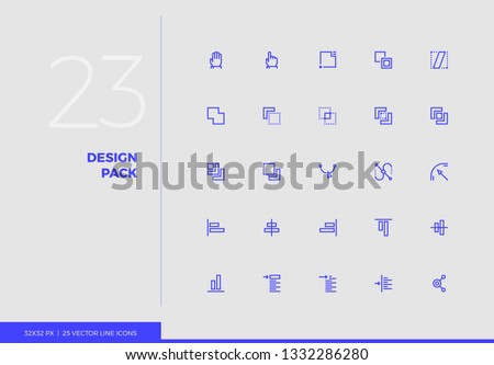 Simple line icons pack of designer tools, creative process. Vector pictogram set for mobile phone user interface design, UX infographics, web apps, business presentation. Sign and symbol collection.