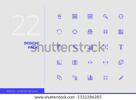 Simple line icons pack of designer tools, creative process. Vector pictogram set for mobile phone user interface design, UX infographics, web apps, business presentation. Sign and symbol collection.