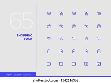 Simple line icons pack of online shopping cart payment elements. Vector pictogram set for mobile phone user interface design, UX infographic, web app, business presentation. Sign and symbol collection
