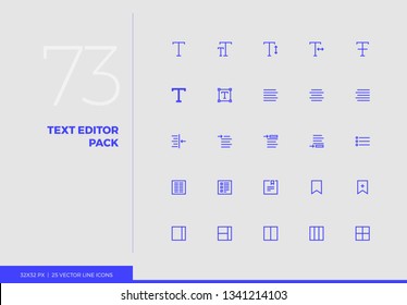 Simple line icons pack of text editing tools, word processing. Vector pictogram set for mobile phone user interface design, UX infographics, web apps, business presentation. Sign and symbol collection