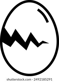 Simple line icons of regular and broken egg shapes