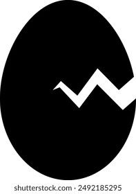 Simple line icons of regular and broken egg shapes