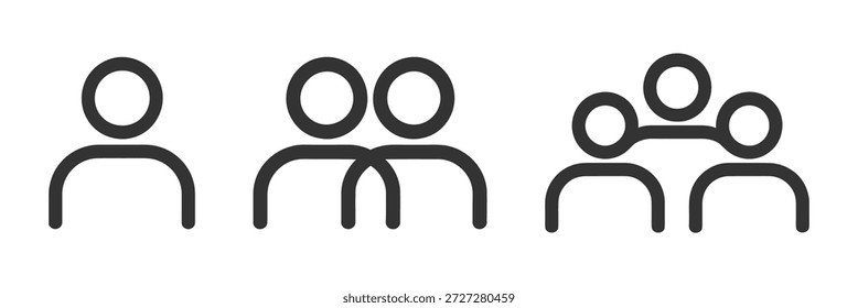 Iconos de línea simples que representan individuos y grupos en un estilo minimalista profesional de alta calidad detallado moderno