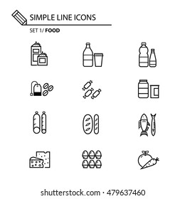 Simple line icons set 1 Food