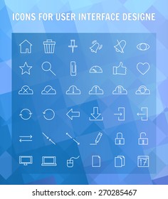 Simple line icons set for user interface of website or mobile phone