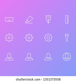 Simple line icons for Web and Mobile. white color version