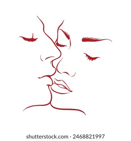 simple line illustration of a couple about to kiss