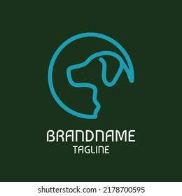 Simple line illustration of dog head circular logo design. EPS8