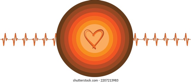 Simple line illustration of electrocardiography (ECG) heartbeat waveforms and Colorful love shapes of hearts on the waveform in vector format. line drawing. perfect for Icon, Sticker, T-shirt