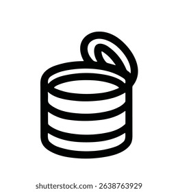 Simple Line Illustration Opened Metal Food Can Icon for Grocery