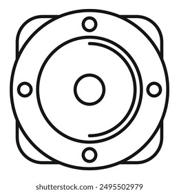 Ilustración de línea simple de un altavoz redondo, perfecto para representar equipos de audio