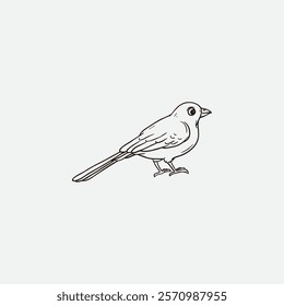 Simple line illustration of a small bird in side profile with clean detailing. Perfect for minimalist design projects and nature-themed artwork.