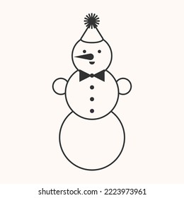Ilustración de línea simple de un muñeco de nieve.