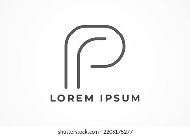 Simple line Initial Letter RP logo