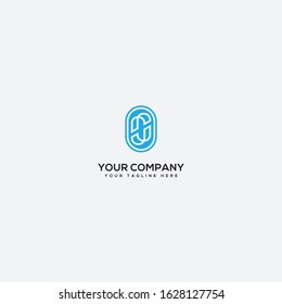 Simple line J and J logo badge blue