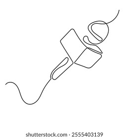 simple line journalist microphone.minimals line concept.continuous single line drawing of microphone for interview.vector illustration