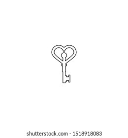 simple line key love logo icon design