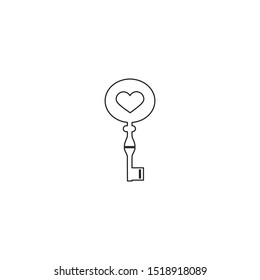 simple line key love logo icon design