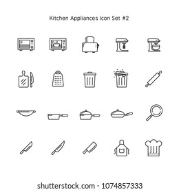 simple line kitchen appliances icon set. household illustration collection. svg