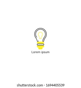 simple line lamp logo design with white background